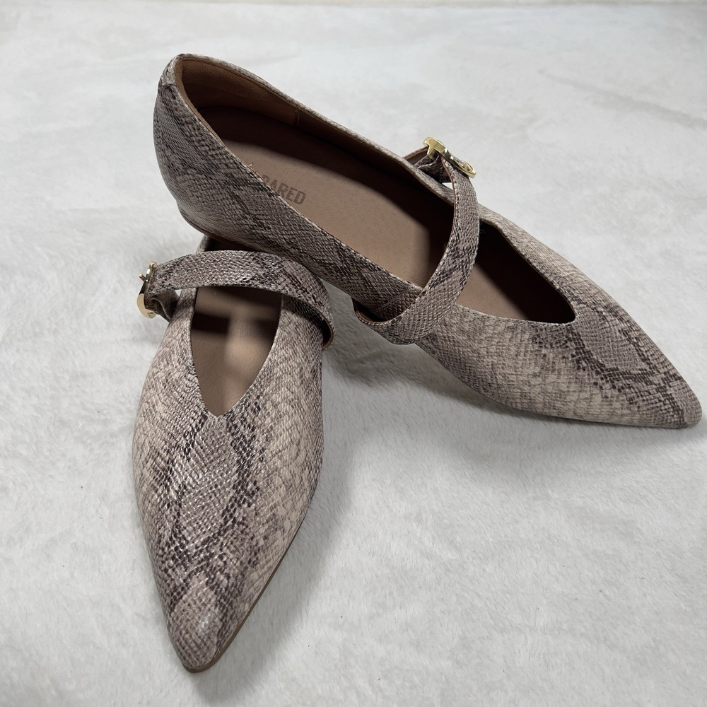 Bared Footwear Freira Mary Jane Pointed Flats Sz 43 US 12 Snake Embossed